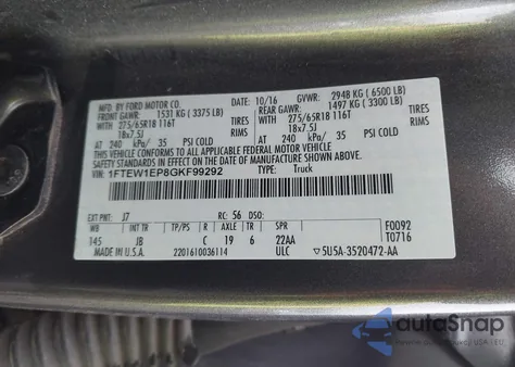 2016 Ford F-150 Xlt from USA, damaged, VIN 1FTEW1EP8GKF99292